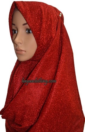 Glittery Fancy Hijab - Red 