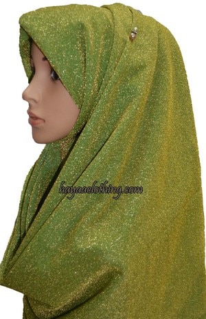 Glittery Fancy Hijab - Light Olivine