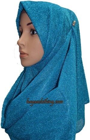 Glittery Fancy Hijab - Blue