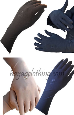 Muslim women gloves for full coverage from tips of fingers to elbow