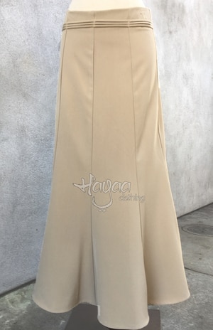 Khaki Ankle Length Gored Work Long Skirt