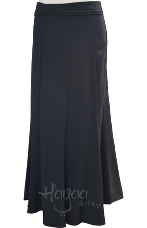 Relaxed Fit Black Gored Panel  Work skirt 