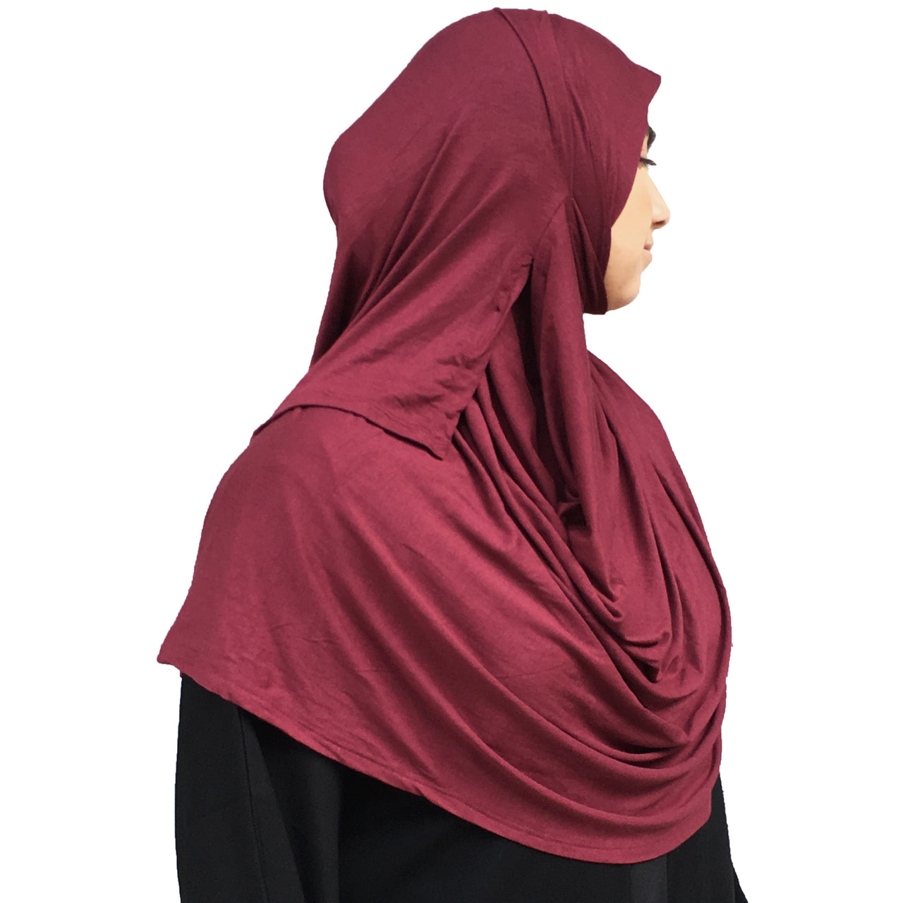AMY MAROON Two Face Loop Ready-to-Wear Instant Jersey Hijab with Soft Awning