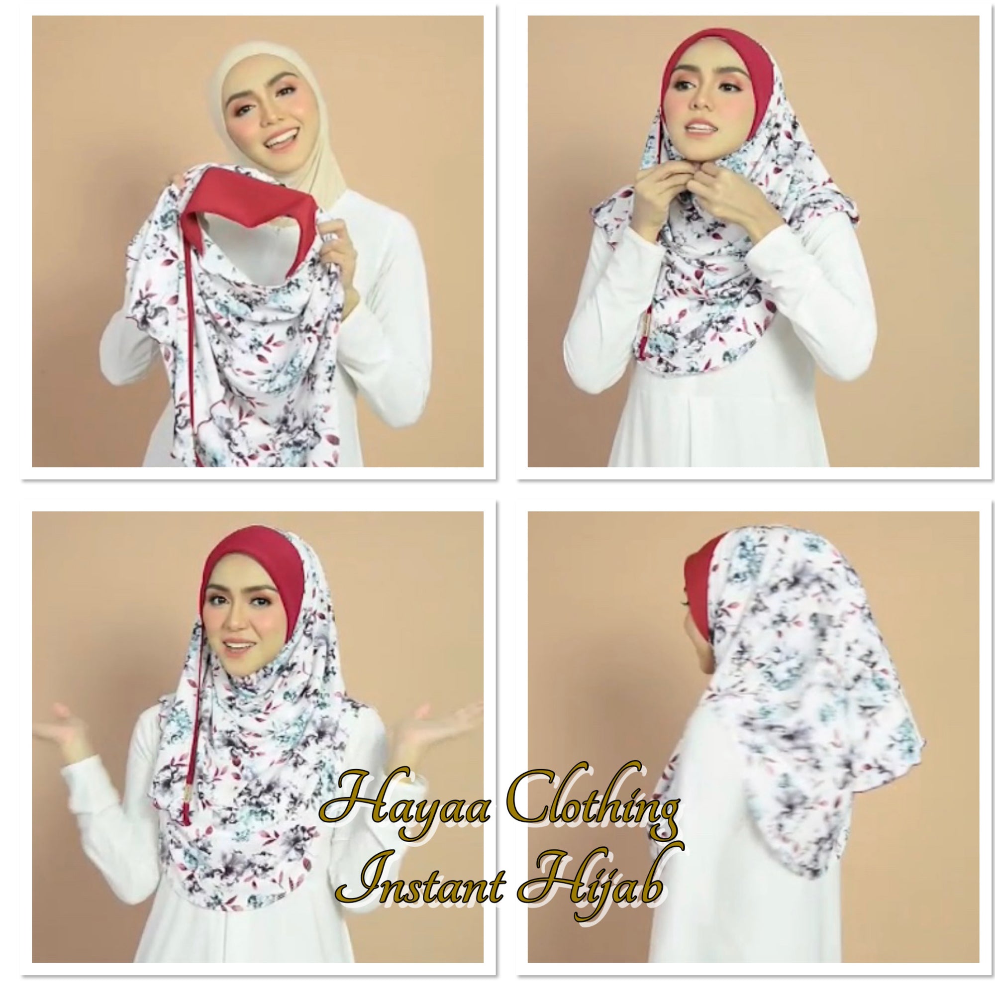 Printed Instant Wrapped Hijab Easy Pull-on Hijab for Muslim Women