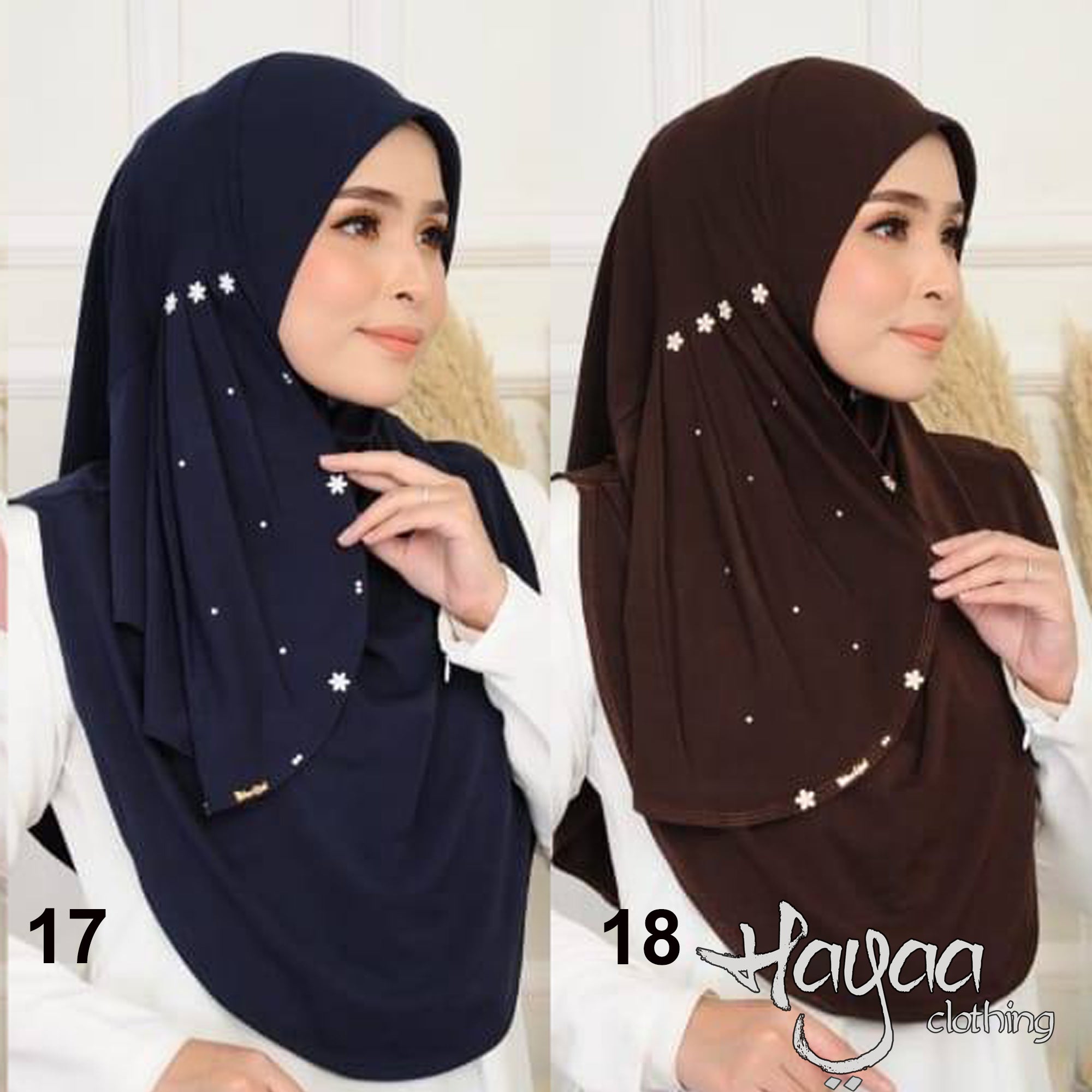 Zahra Instant Hijab Slip-on Side Pleats Rhinestone