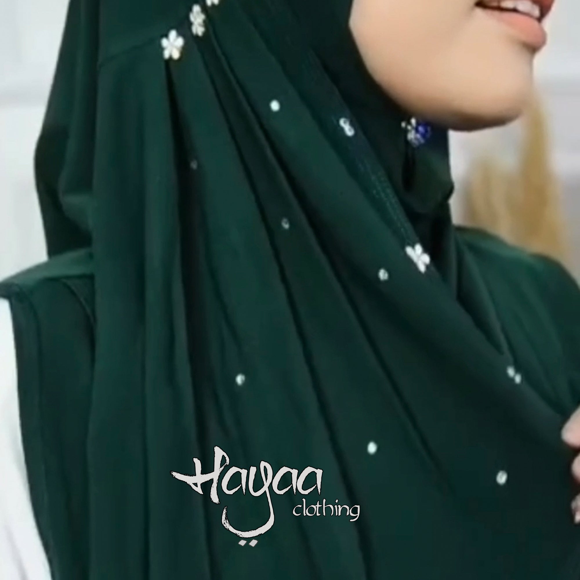 Zahra Instant Hijab Slip-on Side Pleats Rhinestone
