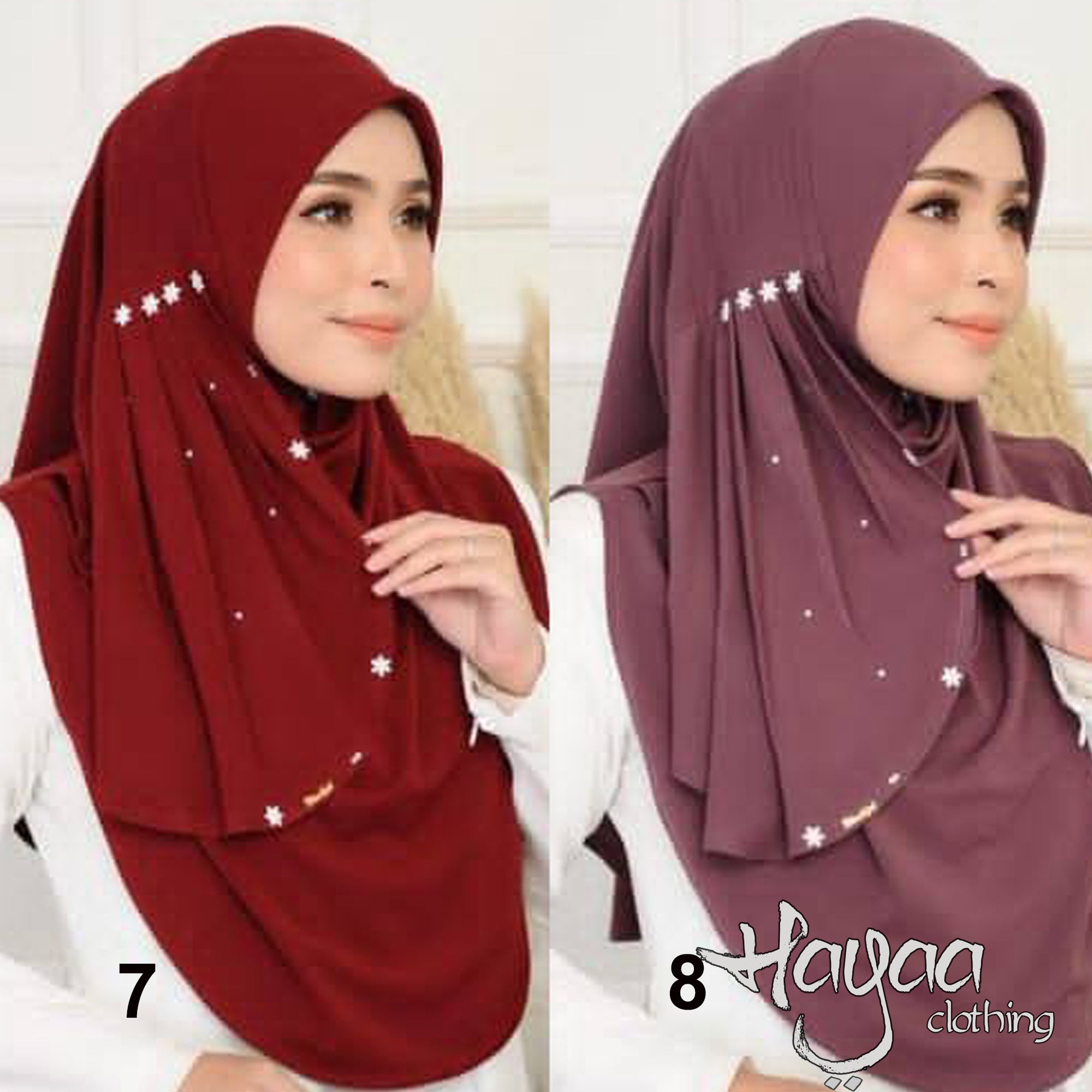Zahra Instant Hijab Slip-on Side Pleats Rhinestone