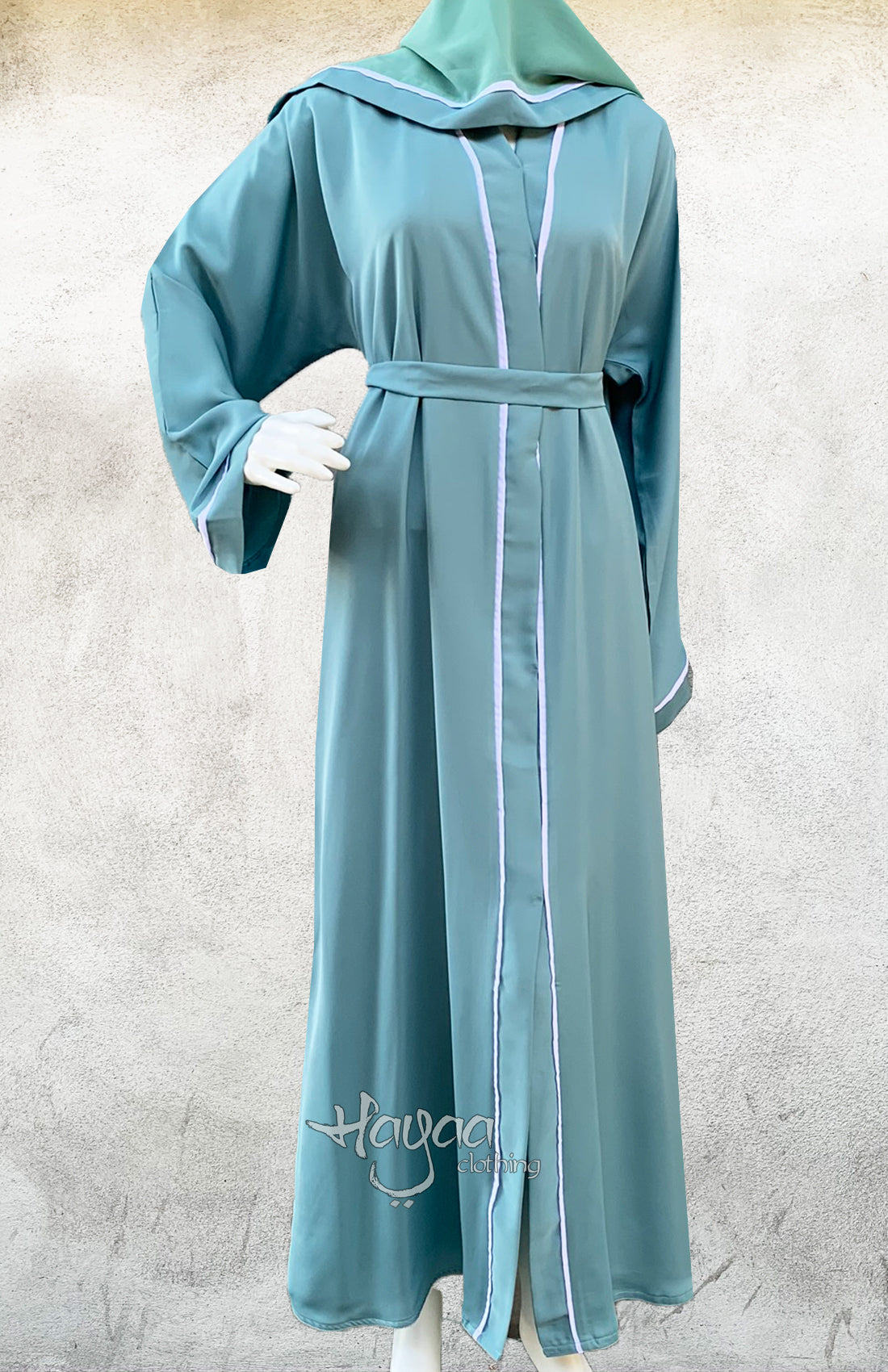 Seafoam Misty Green  Snap-closure  kimono Dubai Abaya Women Plus Size