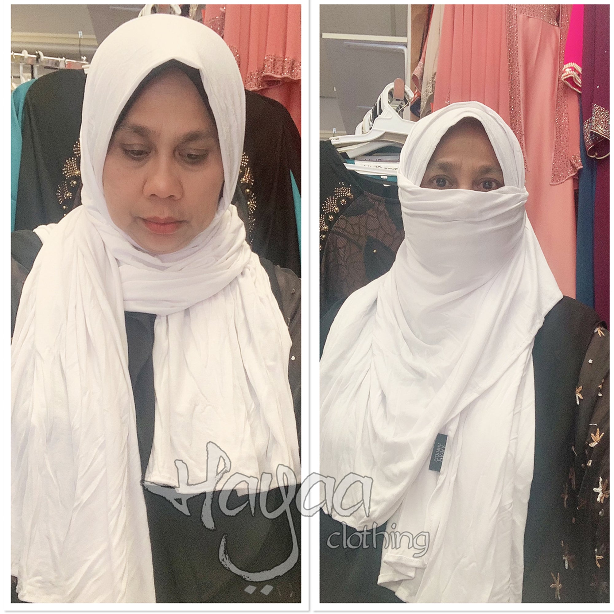 ASRA WHITE Premium  Cotton Jersey Hijab Regular & Maxi Size