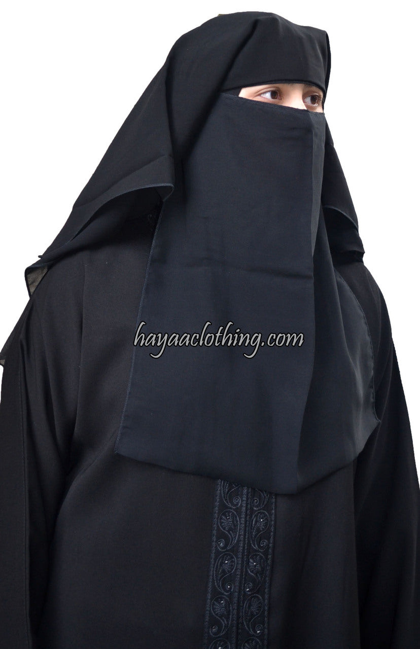 4 Layers Fluttery Butterfly Black Saudi Niqab