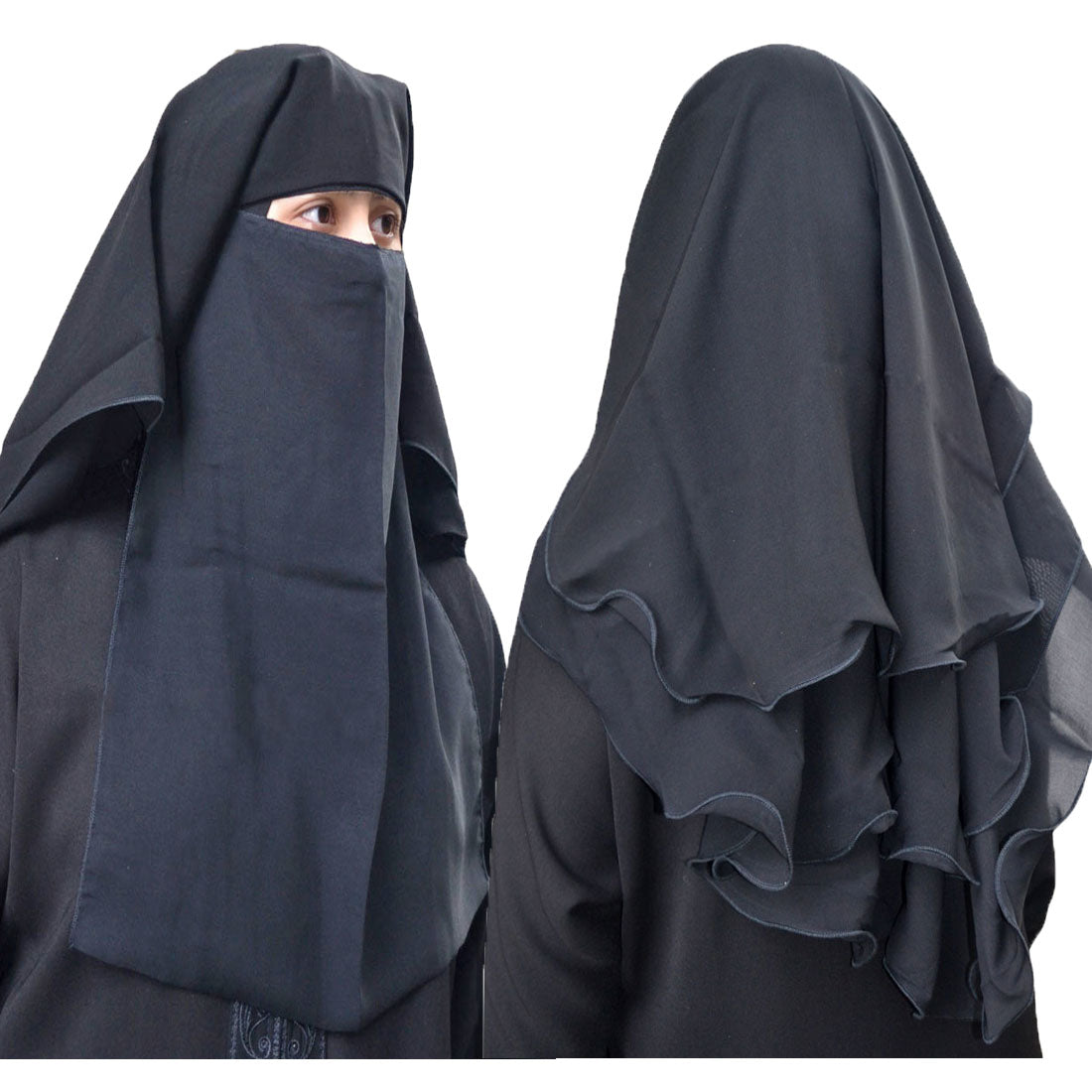 4 Layers Fluttery Butterfly Black Saudi Niqab