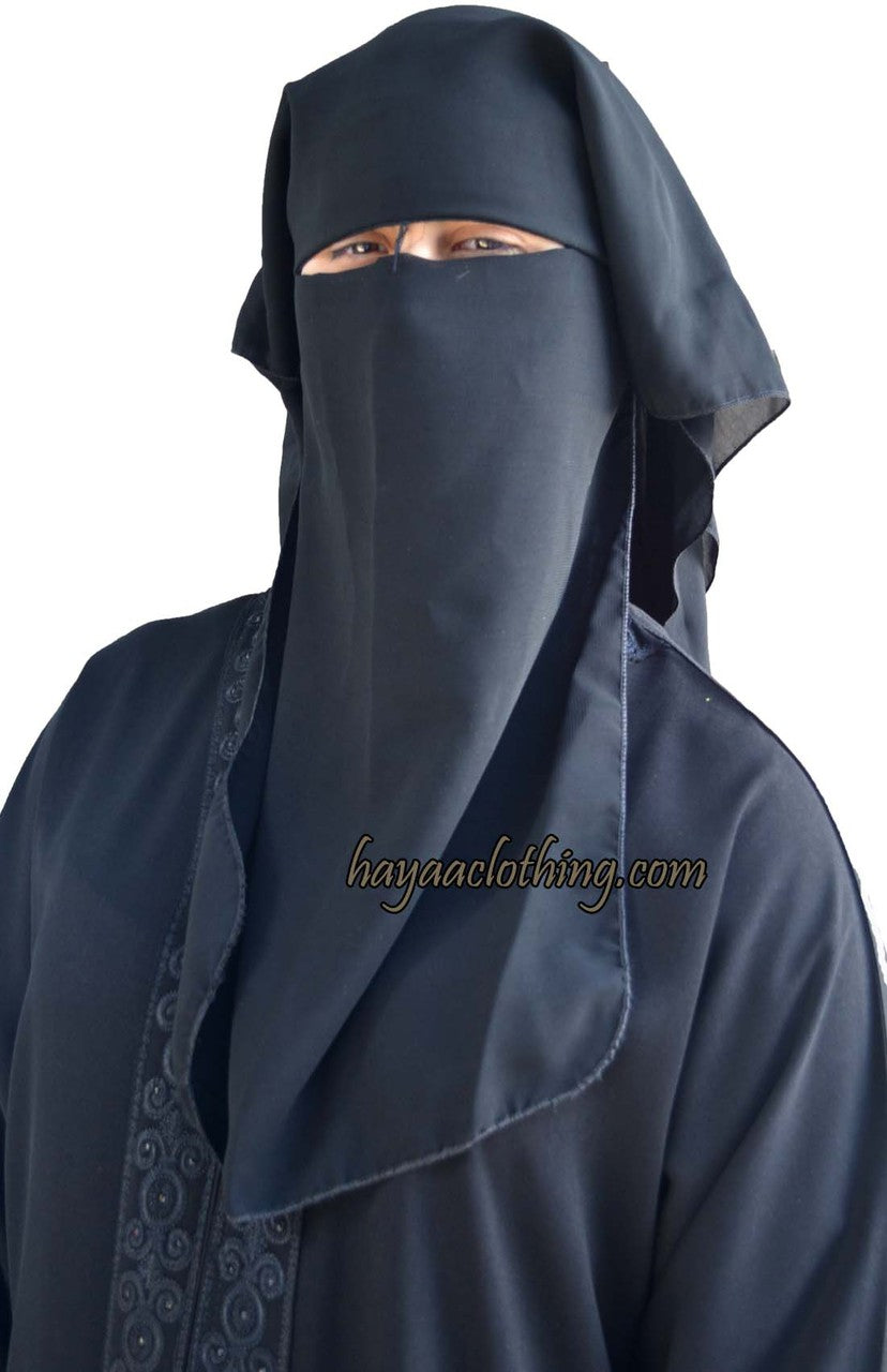 3 Layers Fluttery Butterfly Black Saudi Niqab with Nose String