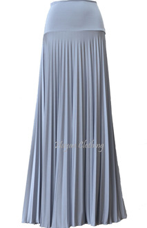 Silver Pearl Pleated Maxi Skirt
