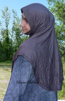 Cotton Knit Malaysian Hijab with Chin - Dark Brown