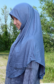Cotton Knit Malaysian Hijab with Chin - Blue