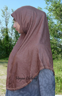 Cotton Knit Malaysian Hijab with Chin - Chestnut