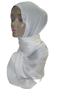 Shiny Satin Stripe Hijab - White