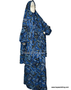 2pc Paisley Print Muslim Women prayer outfit - Blue
