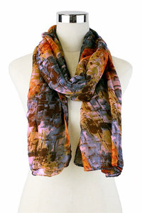 Moody Orange Abstract Art Print hijab 